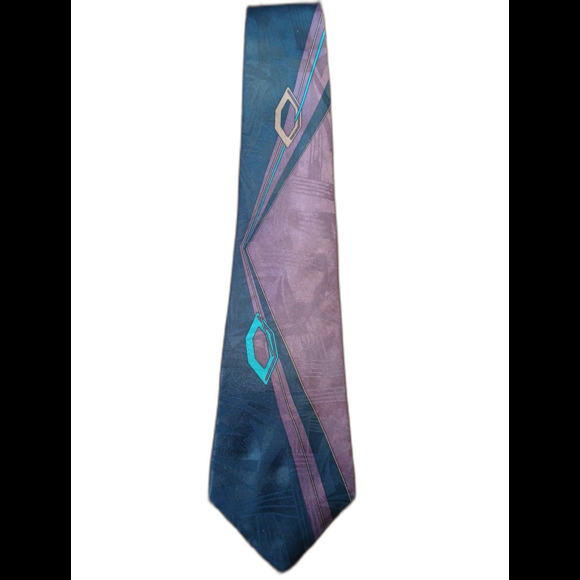 Bugle Boy Men Neck Tie 58”x 3.75" 80s 90s Abstract Print Retro Vintage - Picture 1 of 5